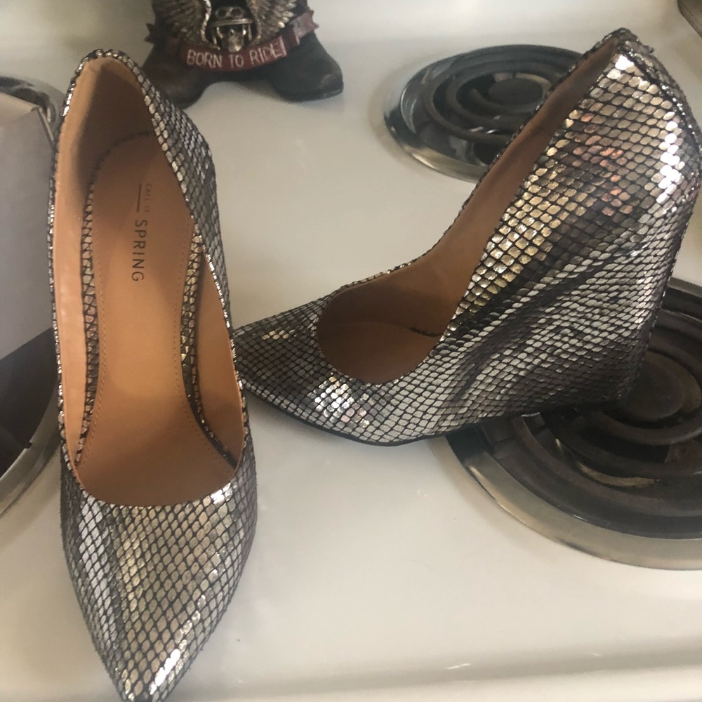Silver wedge heels